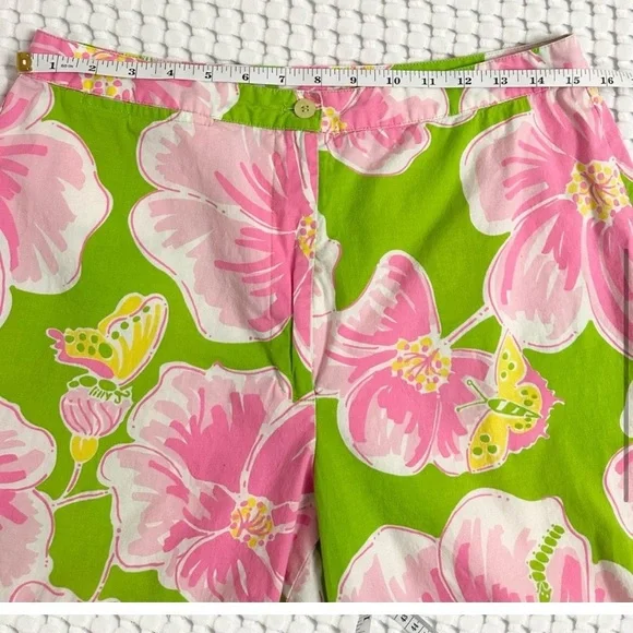 Lilly Pulitzer Women’s Cropped Straight Leg Pants Lavish Hibiscus Flowers - Picture 5 of 10
